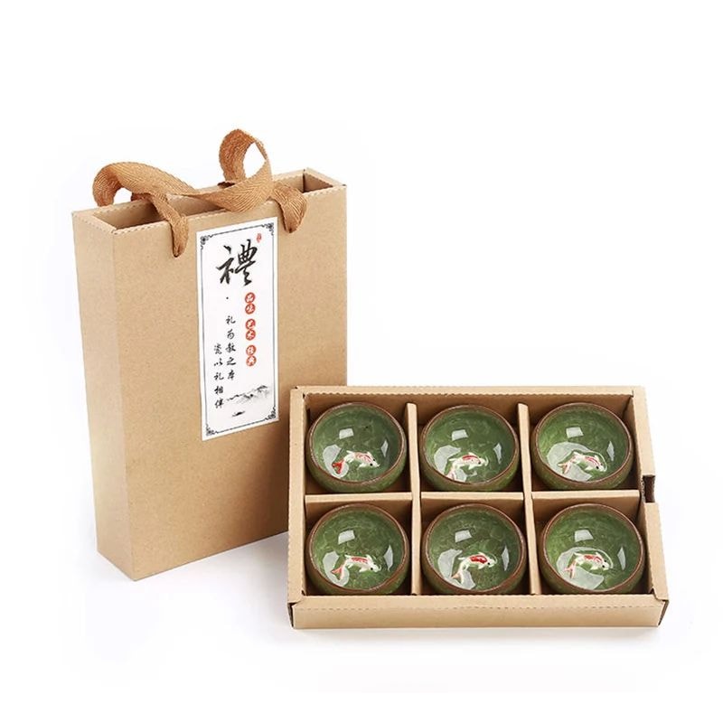 3D Golden Fish China Tea Cup Set 6 Pcs 7