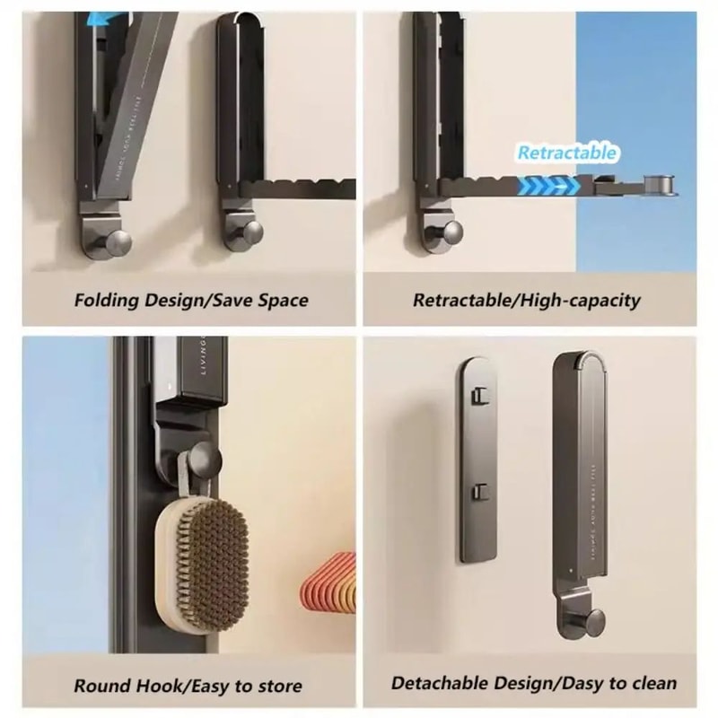 Aluminum Folding WallMounted Clothes Drying Rack 2