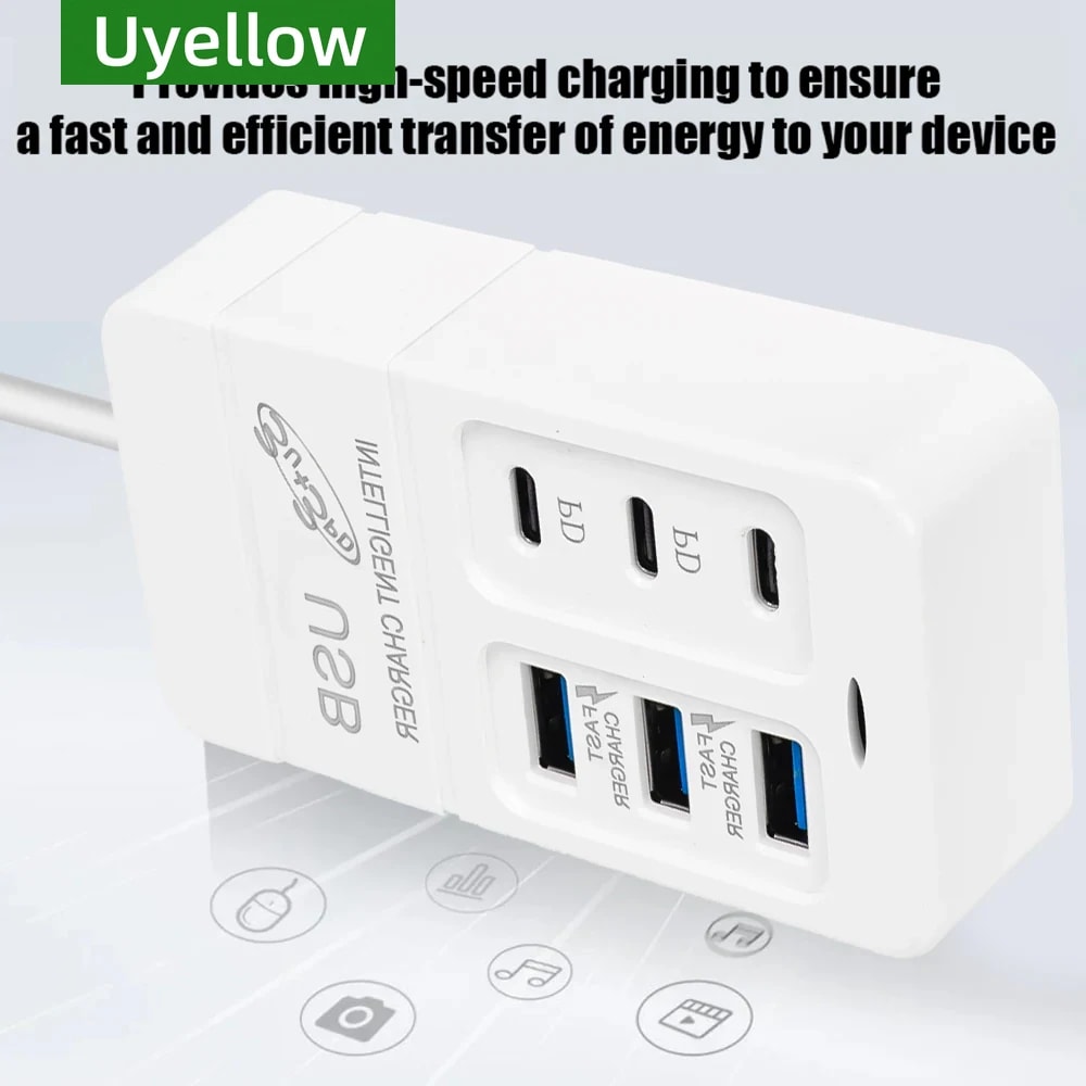 MultiPort USB Wall Charger For Fast Charging And OneOutlet Power For All Devices 7