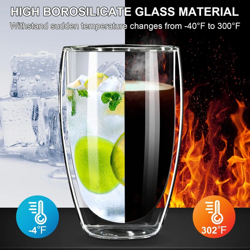 15oz Double Wall Glass Coffee Mug With Silicone Lid 4