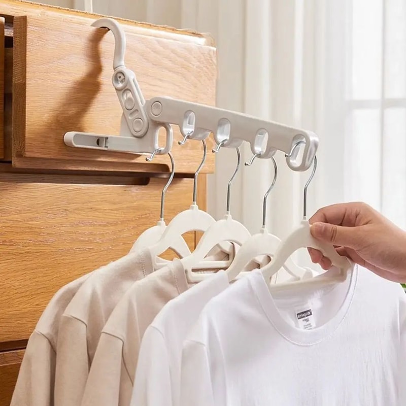 Foldable Travel Clothes Drying Rack With Adjustable Hooks 7