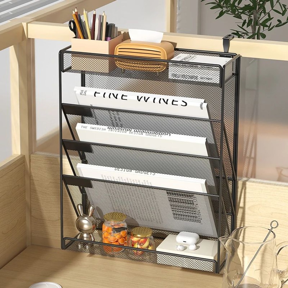 5 Tier Mesh Desk And Wall File Organizer Rack 0