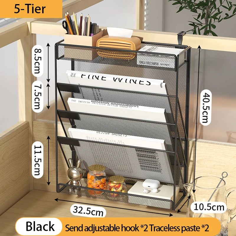 5 Tier Mesh Desk And Wall File Organizer Rack 7