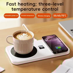 2 in 1 wireless charging heated cup warmer mat