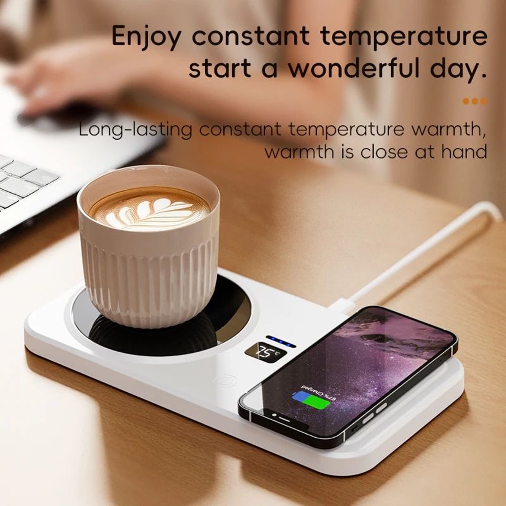 2 In 1 Wireless Charging Heated Cup Warmer Mat 5
