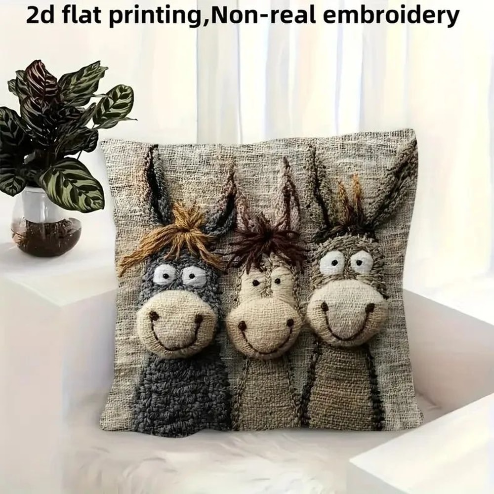 45cm Plush Smiling Donkey Cushion Cover 6