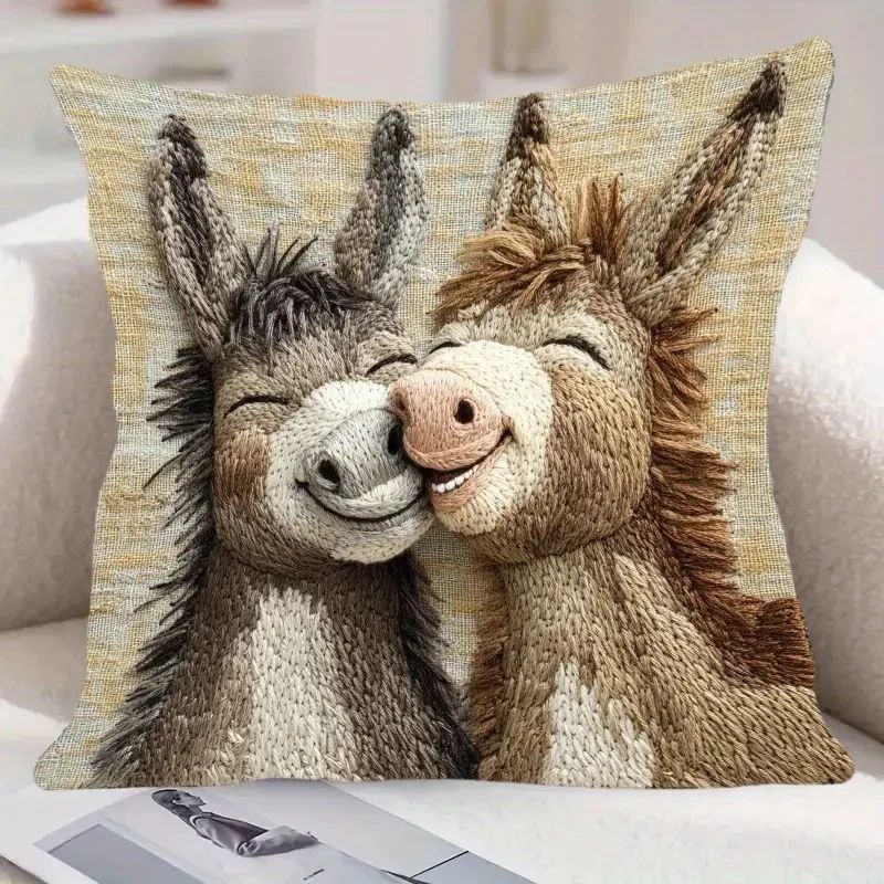 45cm Plush Smiling Donkey Cushion Cover 7