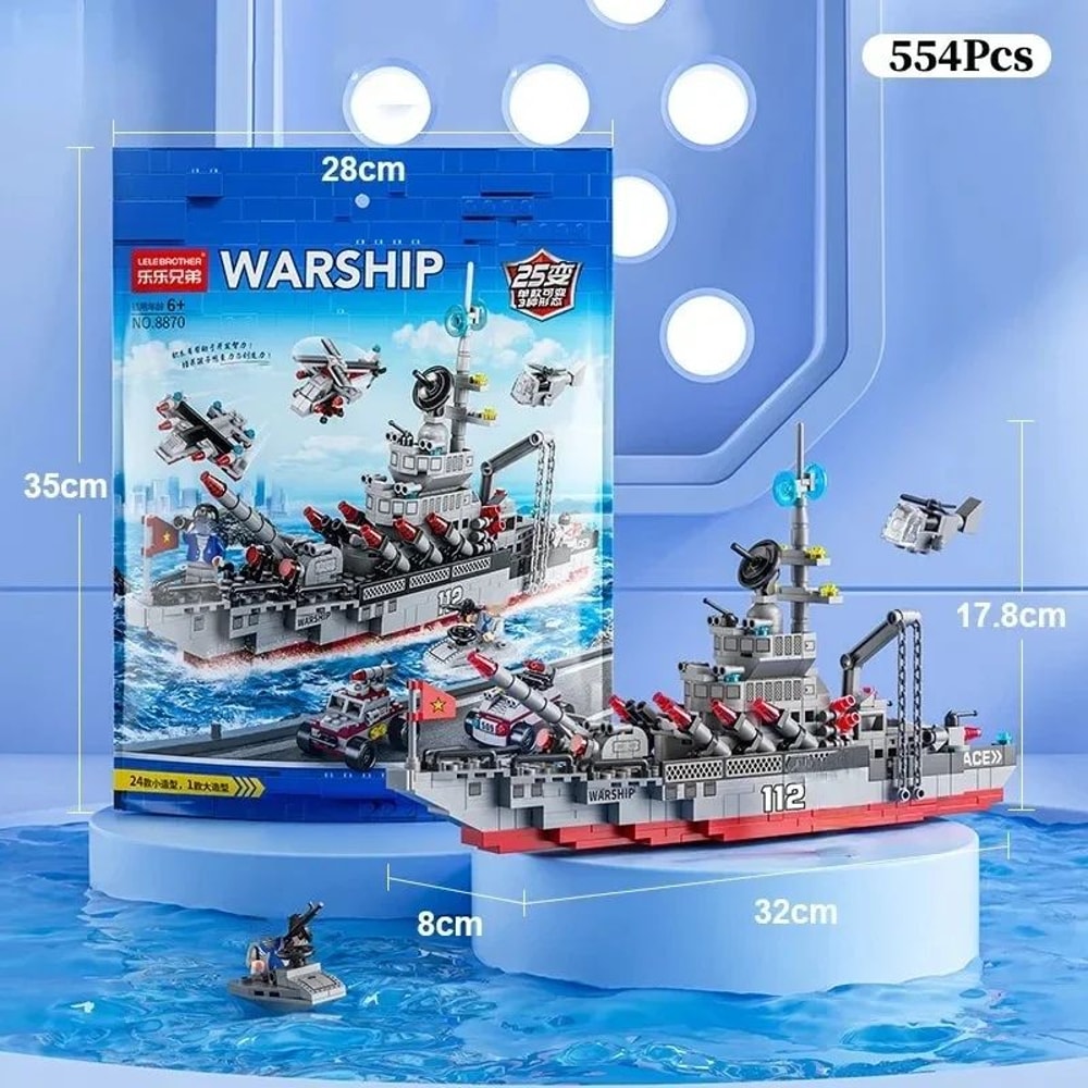 1560pcs 6 In 1 Military Navy Ship Building Block Set 5