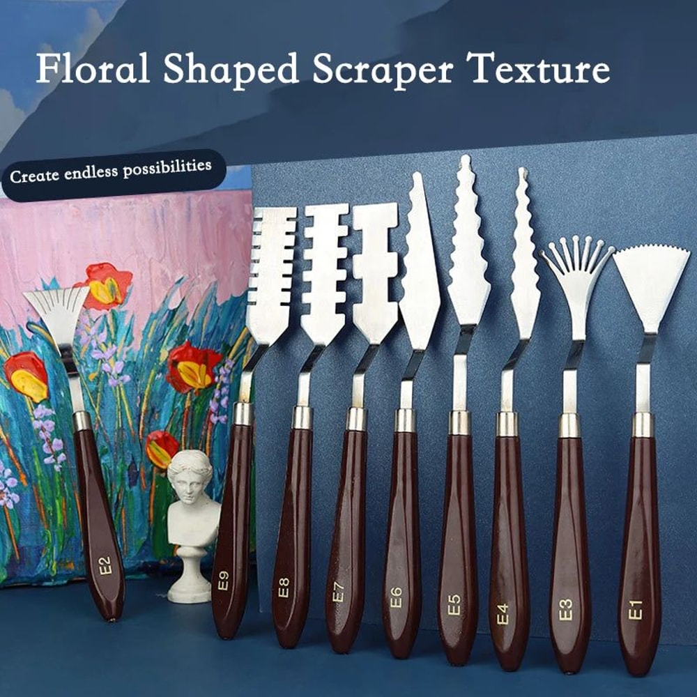 9 Piece Flower Texture Palette Knife Art Set 2