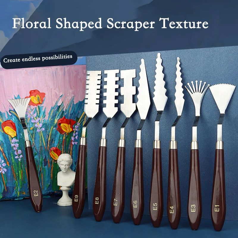 9 Piece Flower Texture Palette Knife Art Set 2