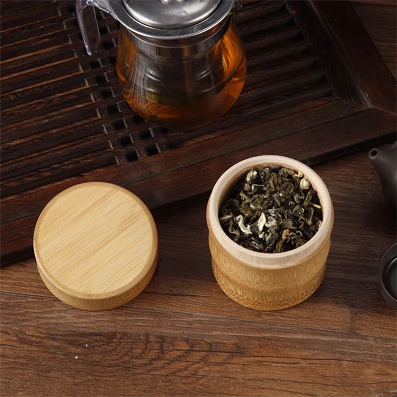 Natural Bamboo Tea Canister Food Storage Jar 2