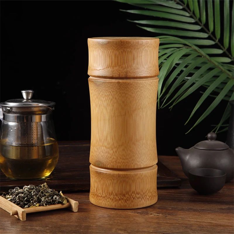 Natural Bamboo Tea Canister Food Storage Jar 6