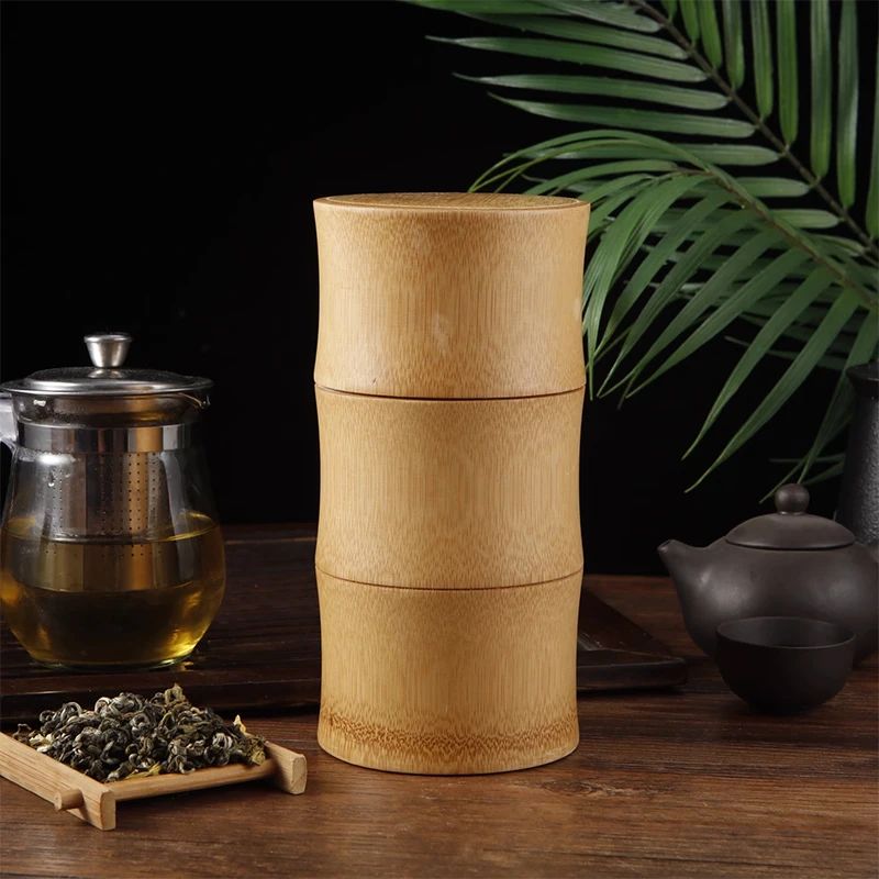 Natural Bamboo Tea Canister Food Storage Jar 7