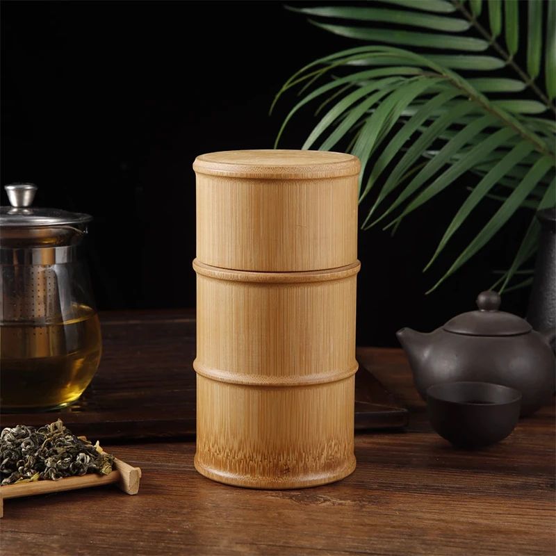 Natural Bamboo Tea Canister Food Storage Jar 8
