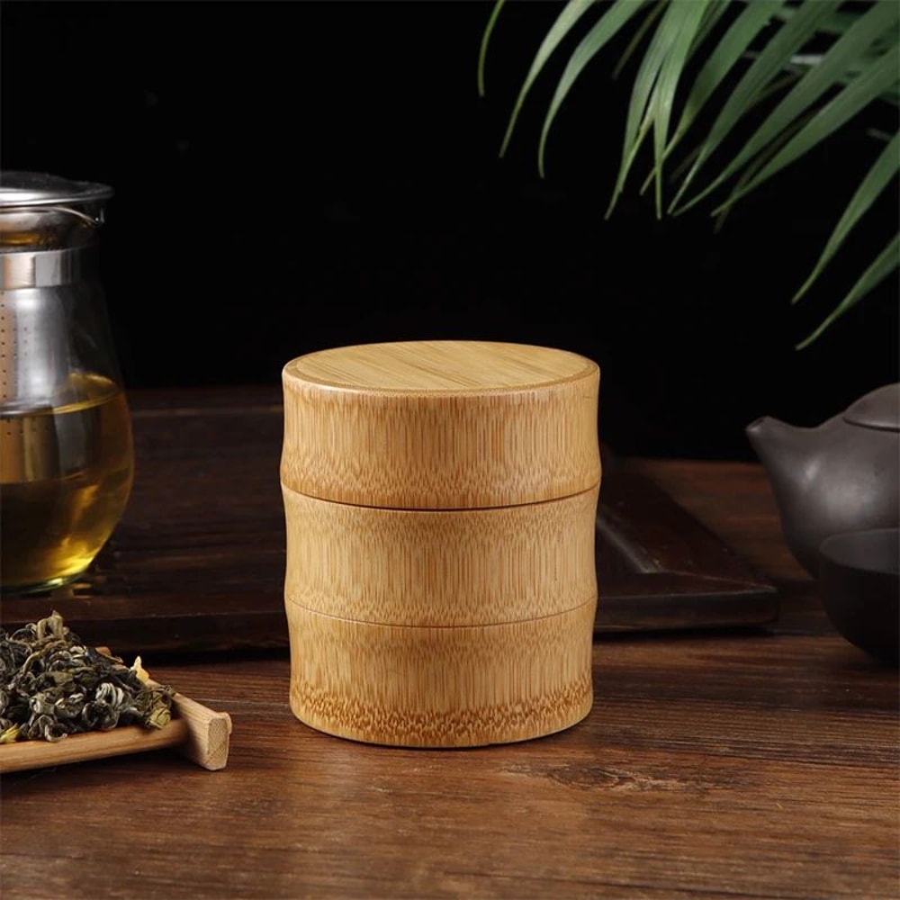 Natural Bamboo Tea Canister Food Storage Jar 5