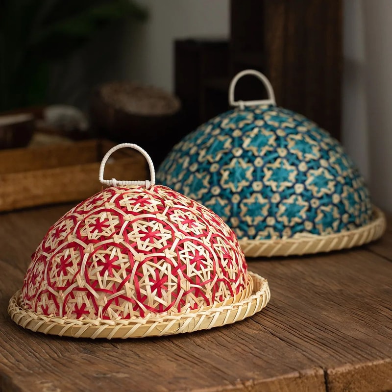 Handwoven Rattan Food Cover Dome With Lid 1
