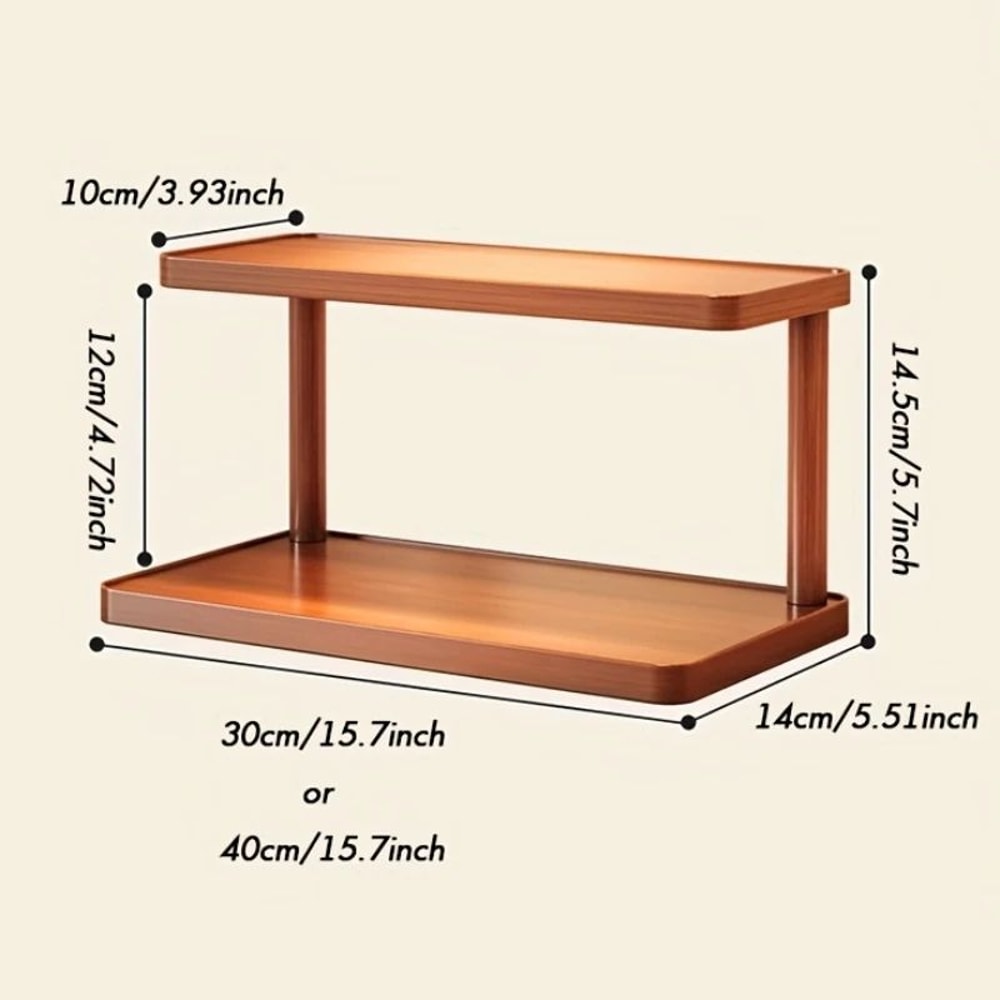 2 Tier Wooden Countertop Storage Rack Organizer 5