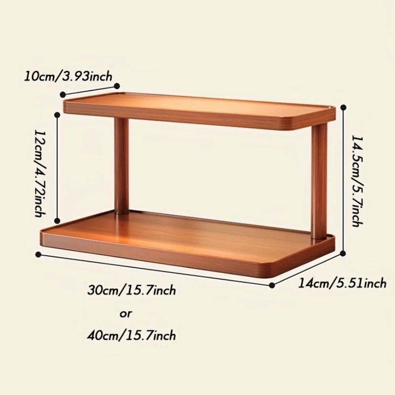 2 Tier Wooden Countertop Storage Rack Organizer 5