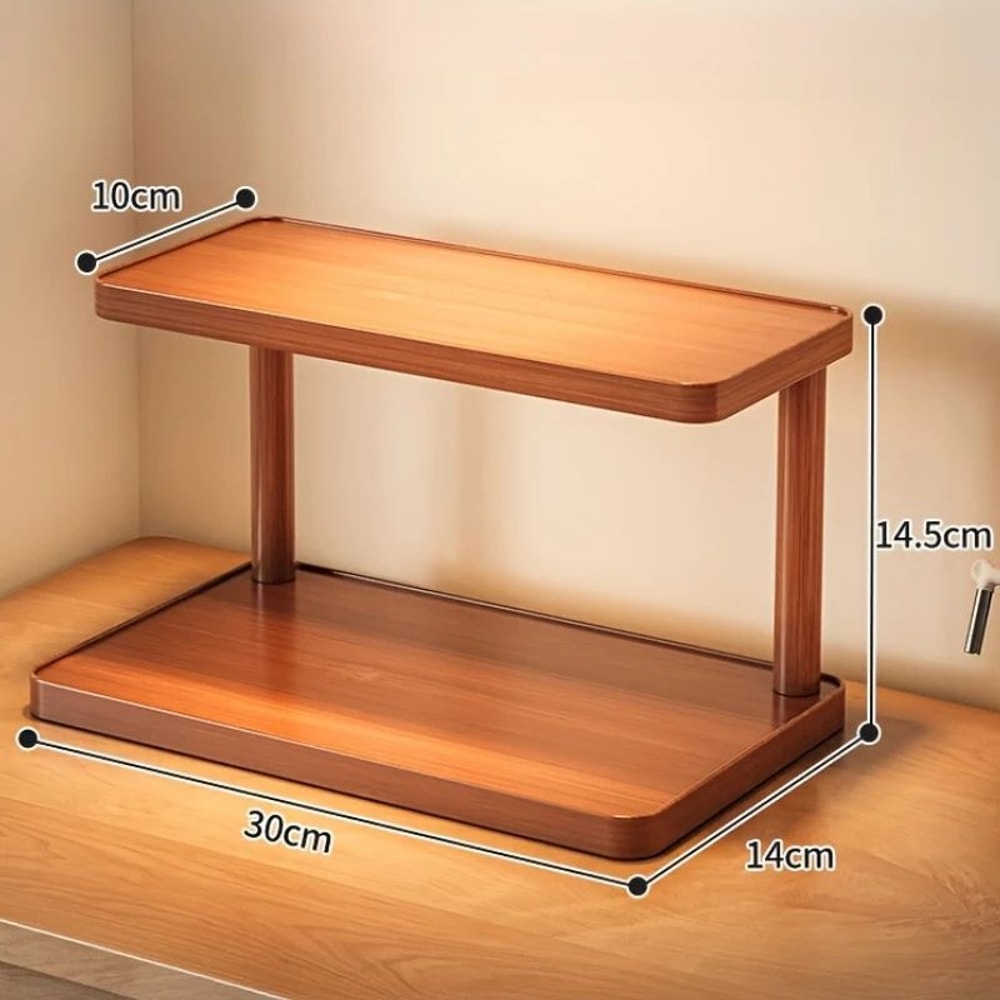 2 Tier Wooden Countertop Storage Rack Organizer 6