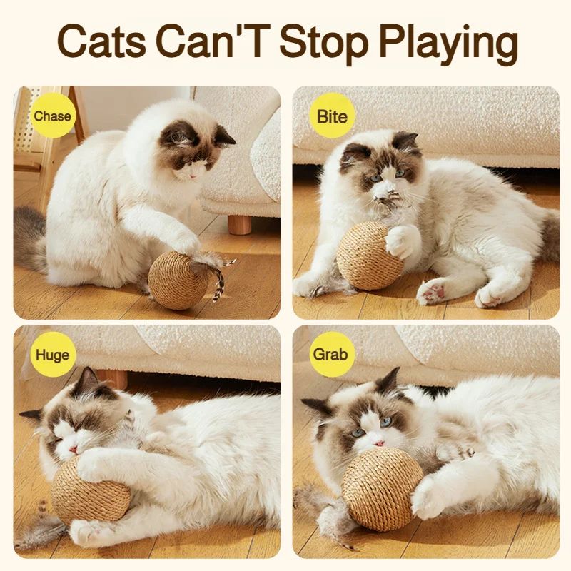 Interactive Sisal Cat Scratching Ball Toy 8 To 10cm 4