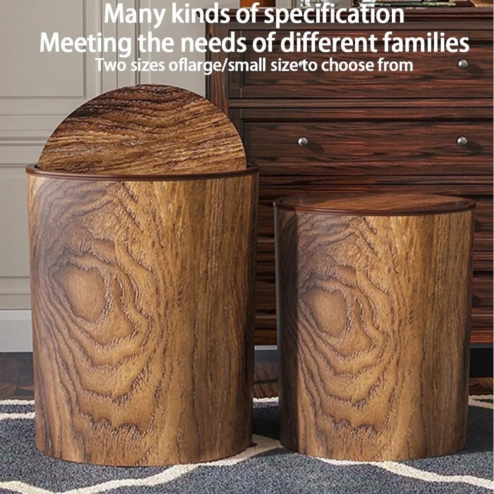 Imitation Wood Trash Can With Swing Lid 1