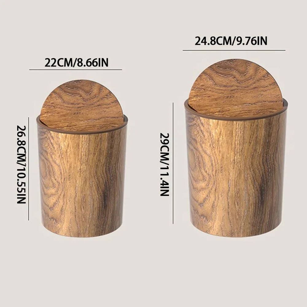 Imitation Wood Trash Can With Swing Lid 4