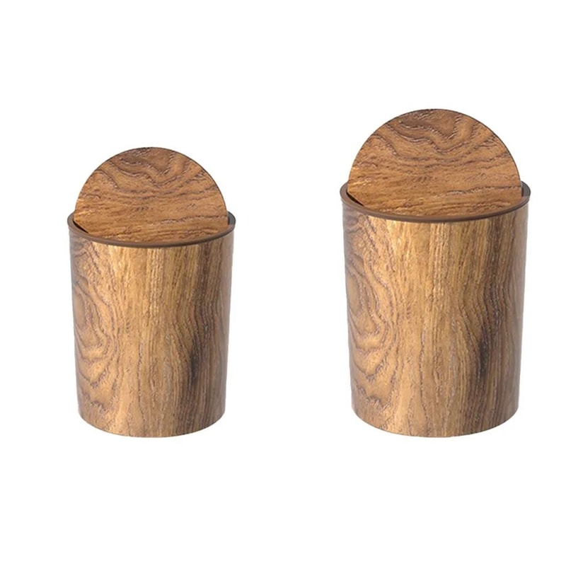 Imitation Wood Trash Can With Swing Lid 5