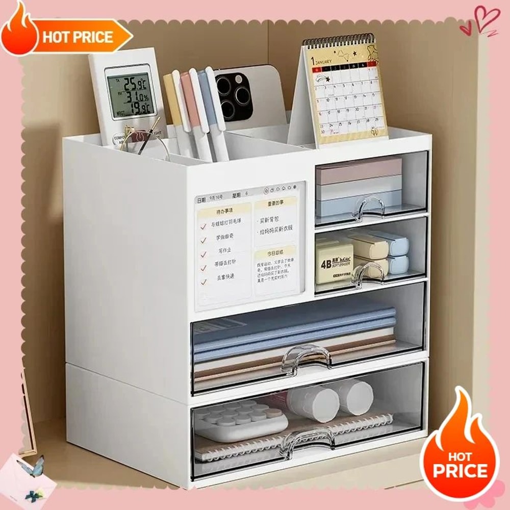 Transparent Drawer Desktop File Organizer Shelf 0