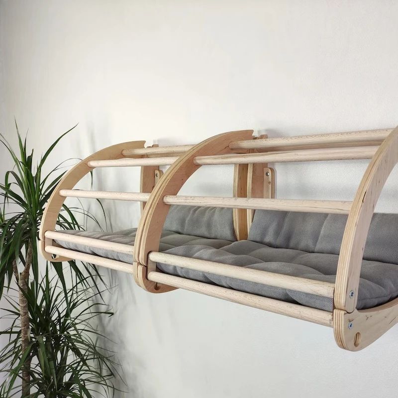 Wall Mounted Wooden Cat House Climbing Bed 0