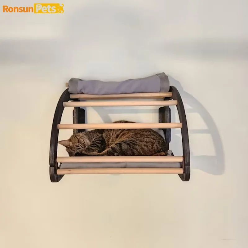 Wall Mounted Wooden Cat House Climbing Bed 7