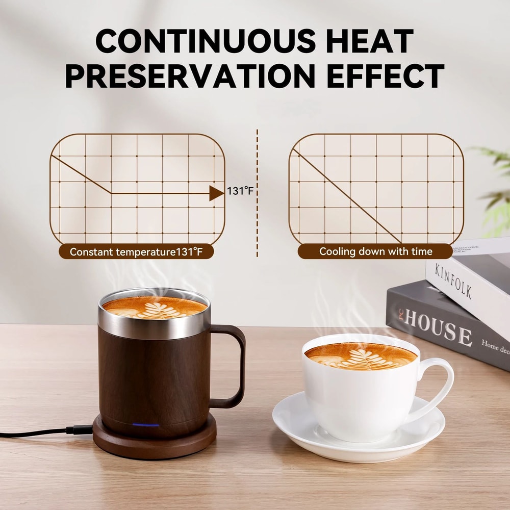 Self Heating Smart Coffee Mug With USB 55C Warmer 3