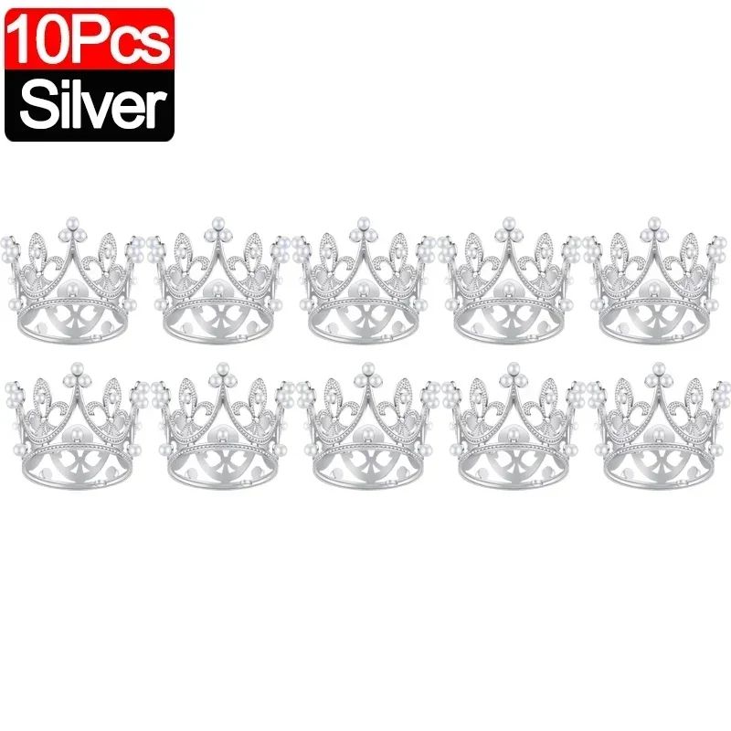 Mini Crown Pearl Cake Topper Tiara Decoration 16