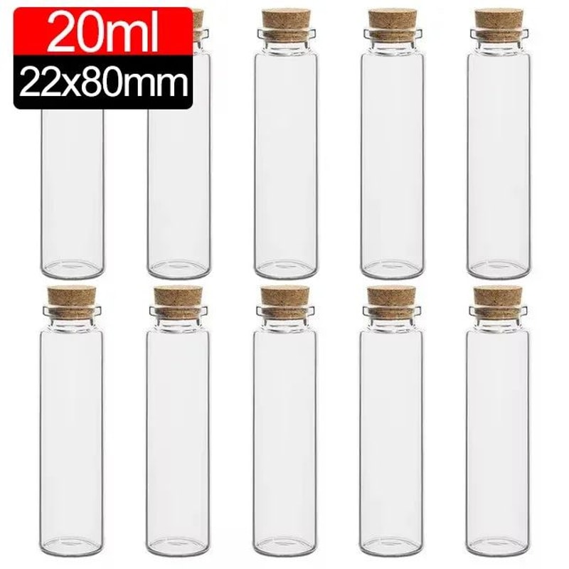 Mini Glass Vials With Cork Stoppers Set 13