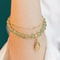 Chinese Style Green Jade Gold Leaf Double Chain Bracelet 1