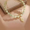 Chinese Style Green Jade Gold Leaf Double Chain Bracelet 2