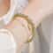 Chinese Style Green Jade Gold Leaf Double Chain Bracelet 3