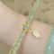 Chinese Style Green Jade Gold Leaf Double Chain Bracelet 8