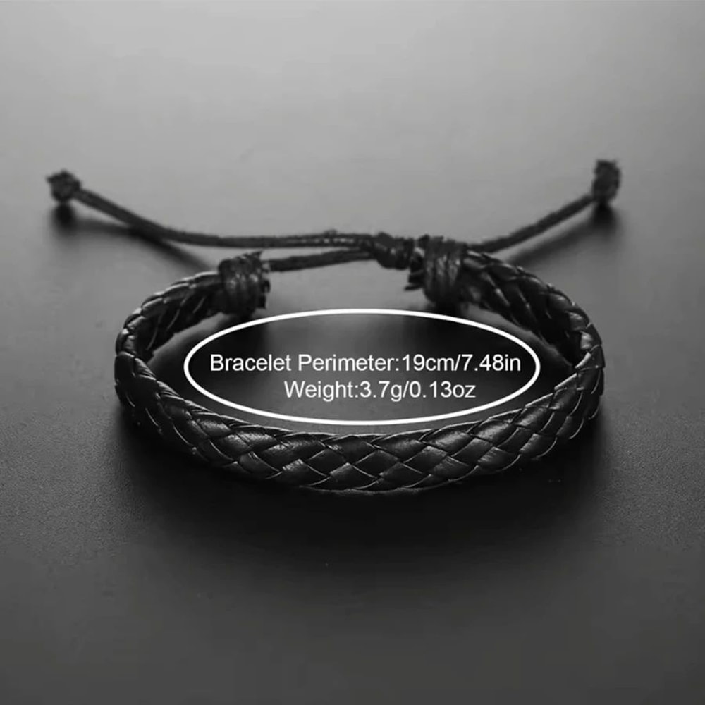 Mens Business Leather Watch Necklace Bracelet Set 2