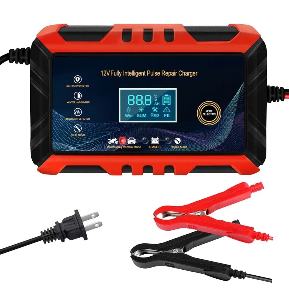 12V 6A Automatic Smart Battery Charger With LCD Pulse Repair 8