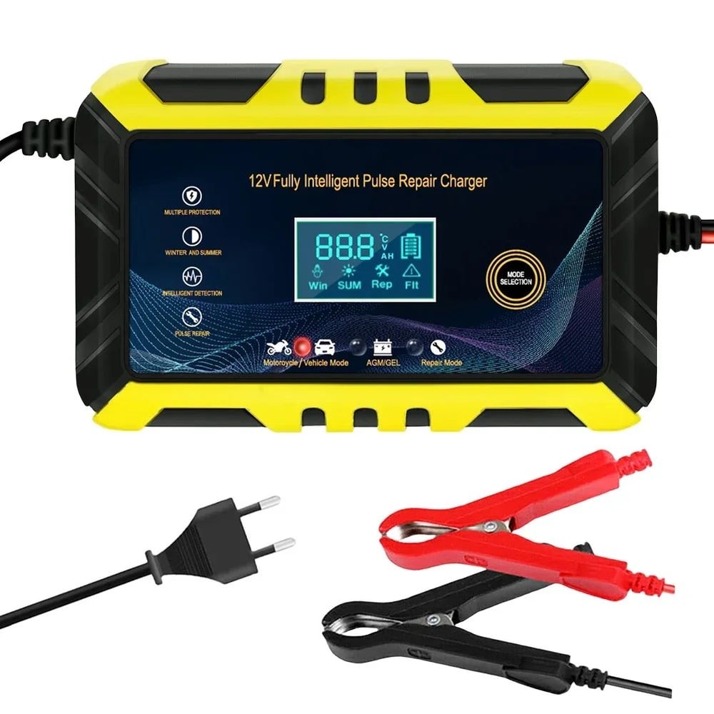 12V 6A Automatic Smart Battery Charger With LCD Pulse Repair 9