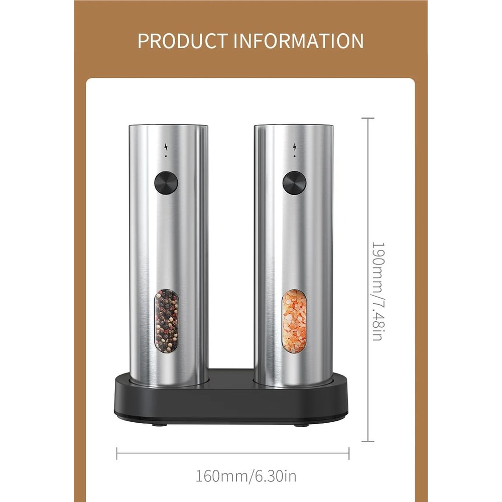 USB Rechargeable Automatic Salt And Pepper Grinder With LED 8