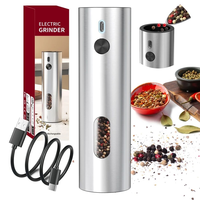 USB Rechargeable Automatic Salt And Pepper Grinder With LED 9