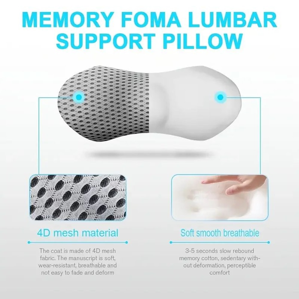 Ergonomic Memory Foam Lumbar Pillow With Removable Cover 5