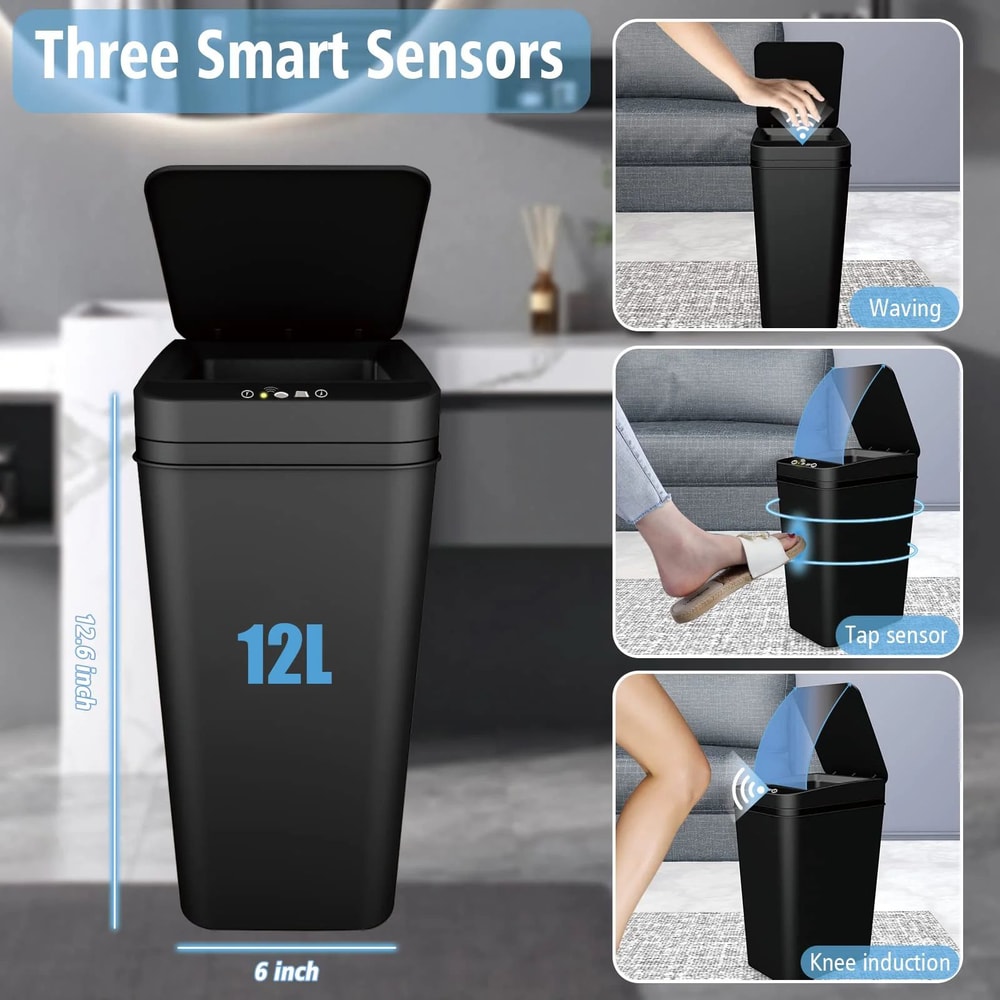 Touchless Motion Sensor Bathroom Trash Can With Lid 1