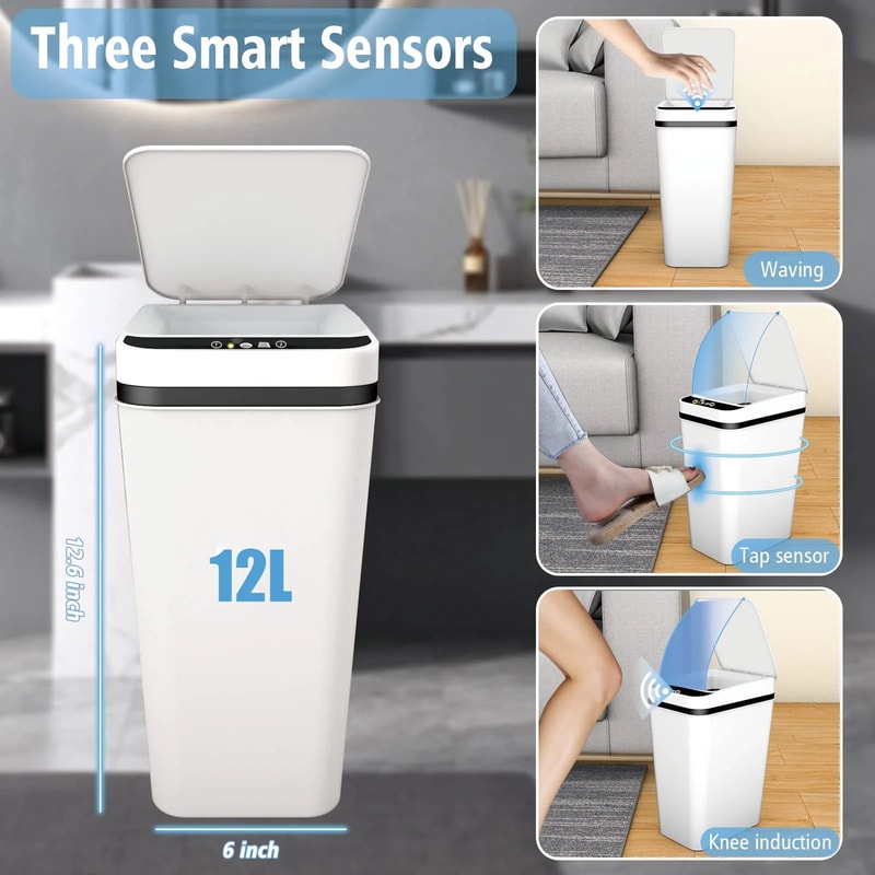 Touchless Motion Sensor Bathroom Trash Can With Lid 7
