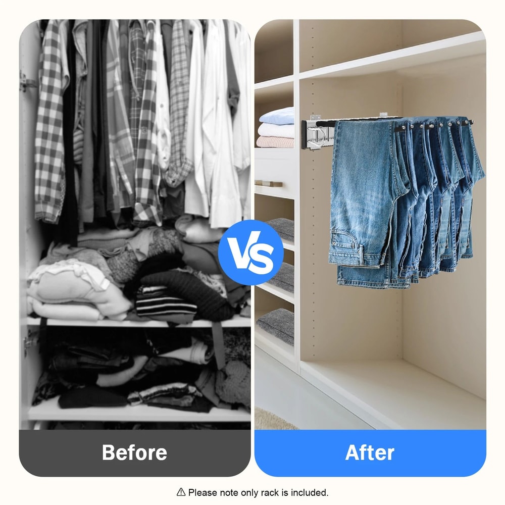 PullOut 9Arm Wardrobe Trousers Rack Closet Organizer 10