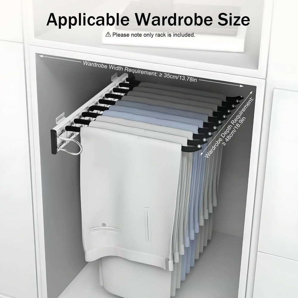 PullOut 9Arm Wardrobe Trousers Rack Closet Organizer 11