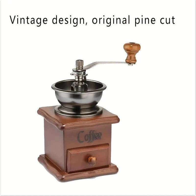 Vintage Wooden Manual Coffee Grinder Hand Crank Burr Mill 6