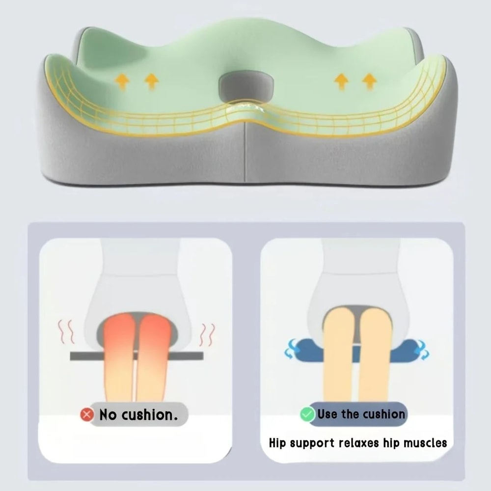 3D Ergonomic Memory Foam Seat Cushion With Washable Cover 3