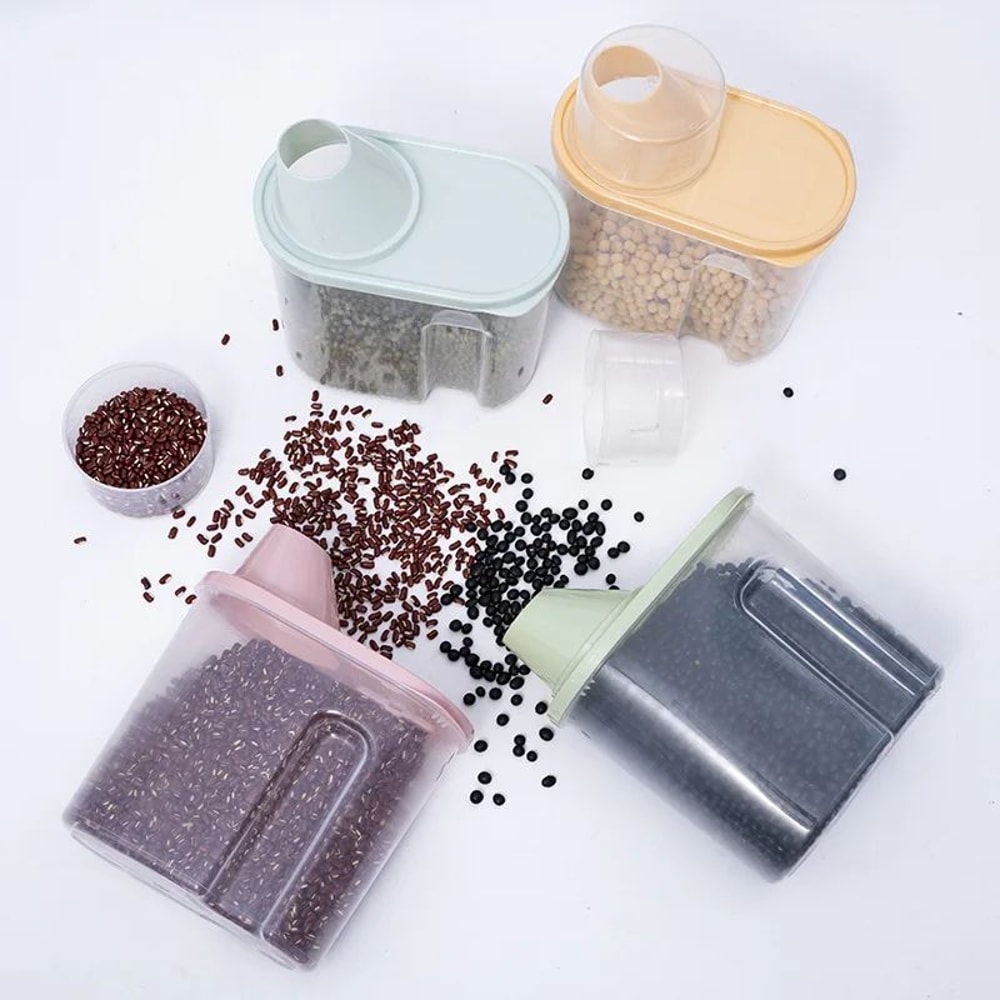 Household Kitchen Grain And Food Storage Box With Measuring Cup 3